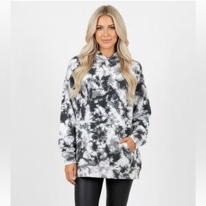 No Boundaries grey & white hooded sweatshirt size XLarge tie dye